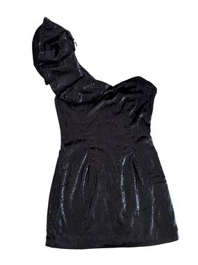 DO+BE Women’s S Black Soft Glossy One Shoulder Bow Mini Cocktail Dress